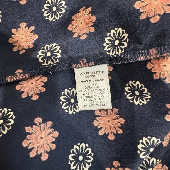 LOFT Dark Blue Long Sleeve Floral Print Midi Dress (S) - Picture 8 of 8